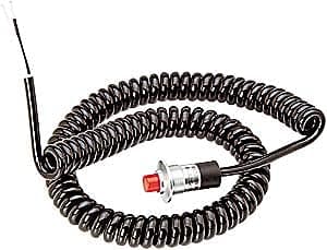 JEGS Micro Switch with Cord - Fingertip Size Momentary Push Button - Made in USA - 6 Foot Long Coiled Cord - Requires 5/8 Inch Hole for Installation - 18-Gauge Wire, 30 Amp Rating