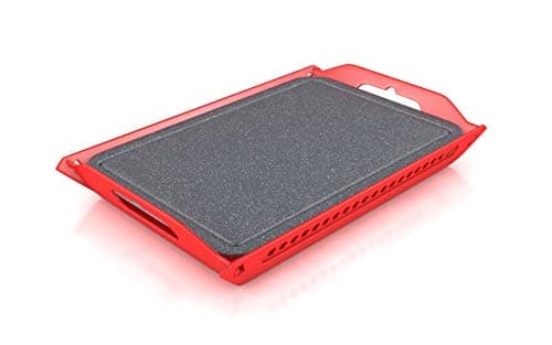 Delicious Kitchen Defrosting Tray with Red Foldable Basket that Catches Water | Safely Thaw Frozen Food and Meats Without Electricity Microwaves or Water