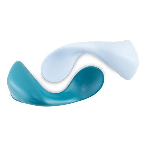 Kizingo Right-Handed Curved Baby Spoons for Baby-Led Weaning (2-Pack, Blue and Lt Blue)