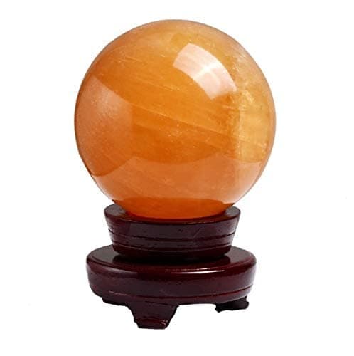 XICI 2.55''(65mm) Natural Citrine Crystal Sphere Ball +Stand - Feng Shui Crystal for Wealth and Success
