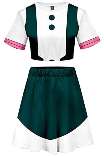 Ochaco Uraraka Cosplay Costume Cheerleader Cheerleading Uniform Crop Top Dress