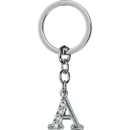 Ak Store Alphabet Letter Metal Keychain With Crystal Stones, Boys Girls Men Women Gift Keyrings (Letter A) - Multicolor