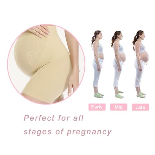 POSHGLAM Women's Maternity Shapewear Seamless Pregnancy Underwear Belly Support High Waist Mid-Thigh Panties Shorts