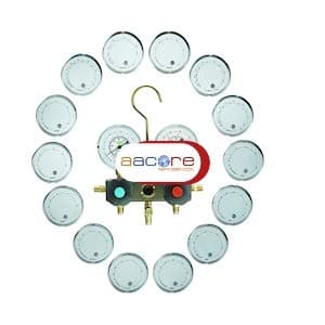 REFCO BM2-3DS-CLIM 2 Valve and 5 Connection Analyzer with 3 x 1/4 Hose 900 mm x 2 Hoses 1/4 x 1/2 - 20 UNF 900 mm and Case for R-22, R407C and R-410A | Refco