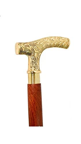 Royal Arts Kashmiri Foldable Wooden Walking Stick - Brown (Brown)