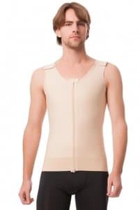 Men Compression Vest Tank with center zipper - LG 42-46 Beige