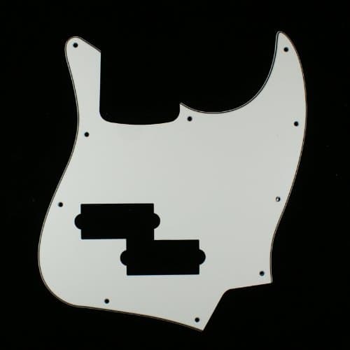 (E81) Custom 3Ply Guitar Pickguard Fits Black Top Jazz Bass with PB Pickup hole ,White