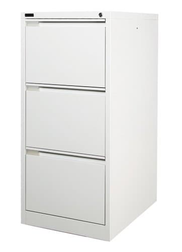 3 Drawer White Steel Filing Cabinet 62D x 47W x 101.5H (cm)