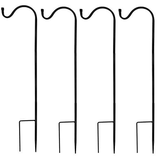 Lulu Home Shepherd Hook, Adjustable Heavy Duty Shepherd Hook 38 inch for Hanging Bird Feeder, Plant Baskets and Weddings, 4 Pack