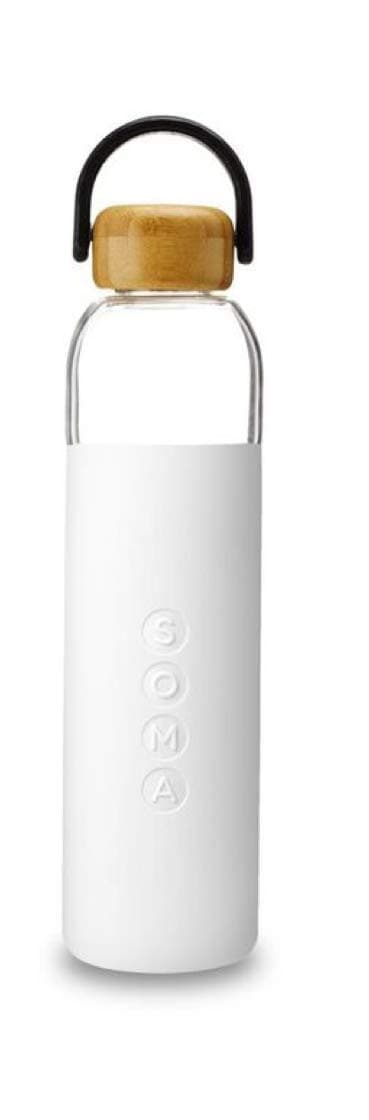 SOMA Glass Water Bottle with Silicone Sleeve BPA Free White 25 oz