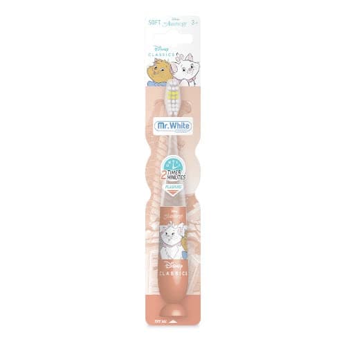 Disney Aristocats Kids Flashing Toothbrush with 2 Minute Flashing Timer, Soft Bristles, Comfortable Handle and Suction Cup - Ideal for 3+ Years