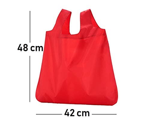 AKH® Extra Strong Fold Away Shopping Bag - Reusable Foldable ECO Grocery Bags and Handy Travel Bag UK (Red)