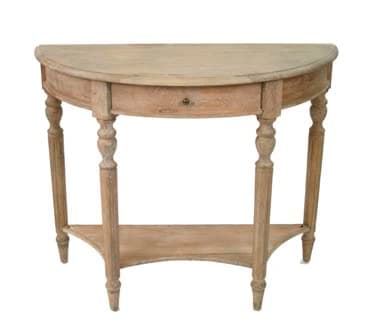 Zentique Demi Lune Wall Console Table, Limed Grey Oak