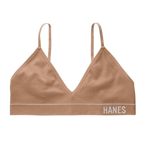 Hanes Women's Originals Seamless Triangle Rib Bralette, Soft Ribbed Bras, ComfortFlex Fit Bra Bra (Pack of 1)