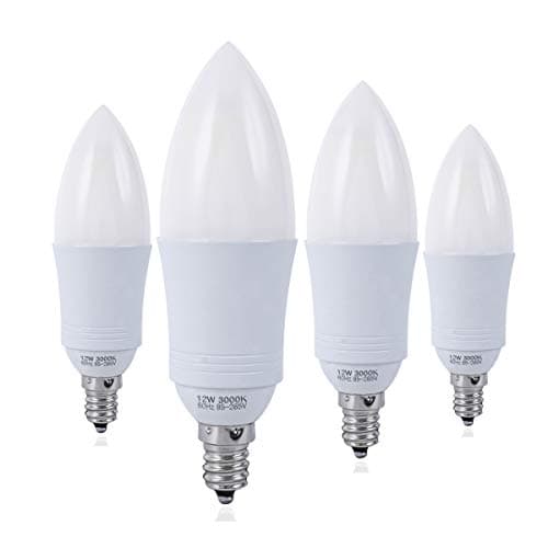 zhkung E12 LED Candelabra Bulbs, 12W Warm White 3000K LED Candle Bulbs, 1200Lumens LED Lights, Torpedo Shape,Pack of 4