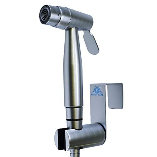 Handheld Bidet Sprayer for Toilet | 2 Spray Setting with Adjustable Pressure | Stainless Steel Hand Held Bathroom Shower Shattaf Hose for Hygienic Cleansing by Pottyware