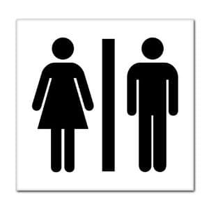Unisex Men Women Bathroom Sign sticker decal 8" x 8"