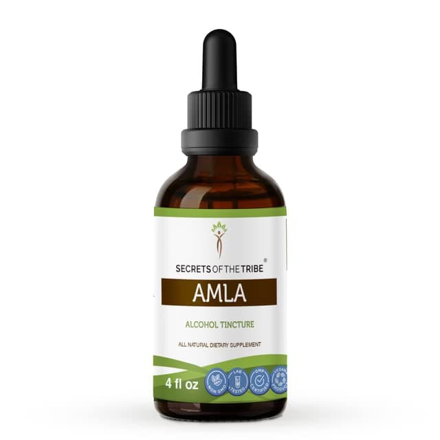 Secrets of the Tribe Amla Tincture Alcohol Extract, High-Potency Herbal Drops, Tincture Made from Amla (Emblica Officinalis) Dried Fruit 4 oz