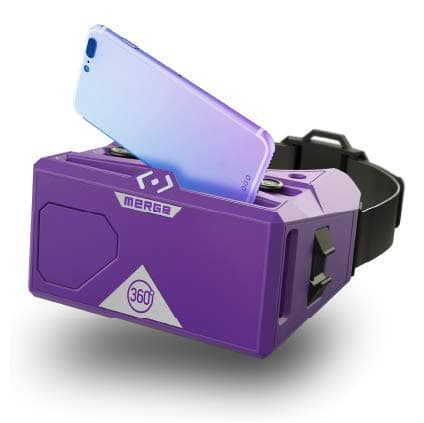 MERGE VR Headset (EU Edition) - For Augmented & Virtual Reality, Take Virtual Field Trips, Watch Educational 360 Videos, STEM Tool for Classroom & Home, Works with iPhone & Android (Pulsar Purple)