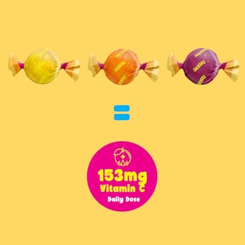 Suckerz Tropical Organic Hard Candy Pieces, Pina Colada Passion Fruit and Mango Flavors, 92% Less Sugar, No Sugar Alcohols, Infused with Vitamin C