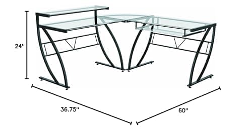 Z-Line Designs Belaire Glass L-Shaped Computer Desk