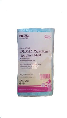Dukal Reflections Spa Face Mask with Ear Loop, Pleated, Blue. 600 Masks