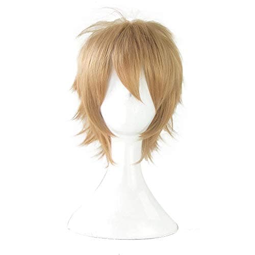 Xingwang Queen Anime Cosplay Wig Men Boys' Short Flaxen Hair Halloween Christmas Party Wigs
