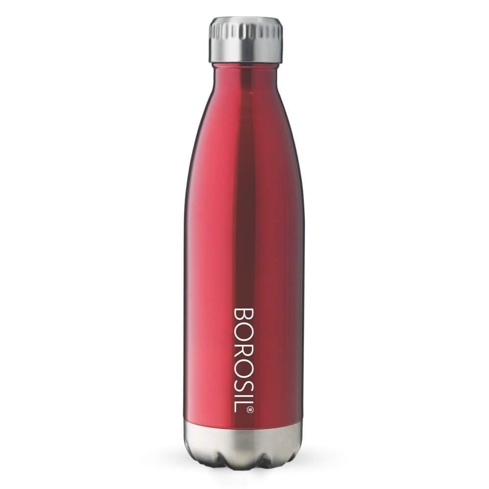BOROSIL VACUUM INSULATED COPPER COATED INNER TRANS BOLT Water Bottle, Sports Bottle, Yoga Bottle, Outdoor, PortableLeak Proof, Reusable Water Bottle RED, 1000 ML, FGBOL1000RD