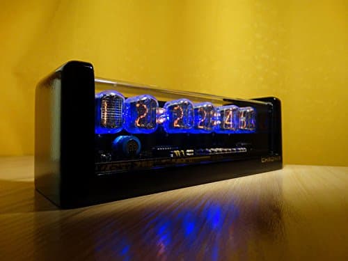 CHRONIX Nixie Tube Clock with 6xIN-12 displays & Alarm & Blue Backlight & Black Glossy Wooden case