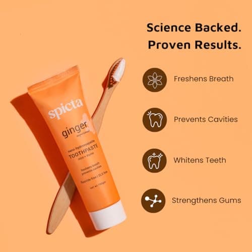 Spicta Cucumber Mint & Ginger Mint Natural Hydroxyapatite Toothpaste | Teeth Whitening, Removes Bad Breath, Tartar, Plaque I Herbal, Fluoride Free, SLS Free Toothpaste for Adults & Kids | Pack of 4