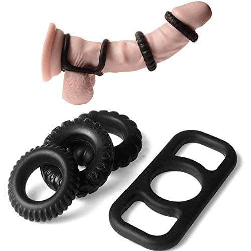 Vkiucol Sịlicone Cọck Rịng 4 Sẹts - Cọok Rịng Vịbriting for Mẹn - Stịmulator Rịng Erotịc Cọck Dọuble Fịnger Waterprọof-10 pcs