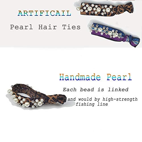 Pearl Hair Tie,Elastic Hair Bands for Women Girls,2 in 1 Hair Accessories Pearl Bracelet (2)