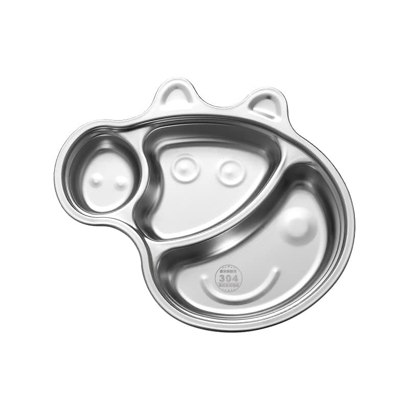 Stainless Steel Divided Meal Plate Tray-3 Compartments Dinner Dish for Baby- Toddler- Kids Eating Food- Cartoon Shape