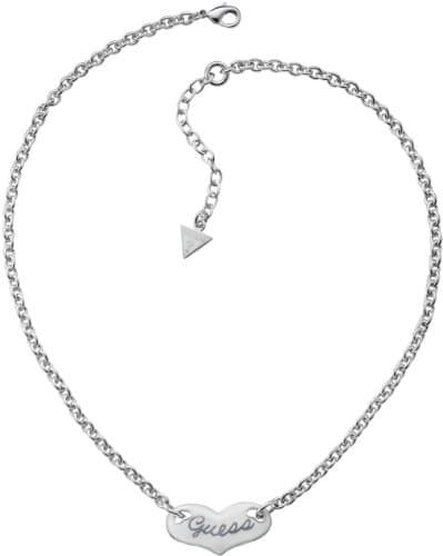 Guess Jewels Nk-16-18"Adj Hrt Station(Rhod/Wht) Women's Necklace-UBN41205
