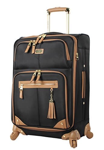 Steve Madden Designer Luggage Collection - Lightweight 24 Inch Expandable Softside Suitcase - Mid-size Rolling 4-Spinner Wheels Checked Bag