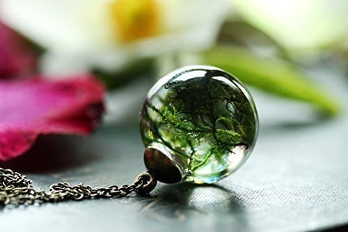 Green Moss Pendant, Gardener Gift, Real FLower Jewellrry