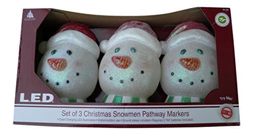LED CHRISTMAS SNOWMEN 3 PIECE PATHWAY MARKERS