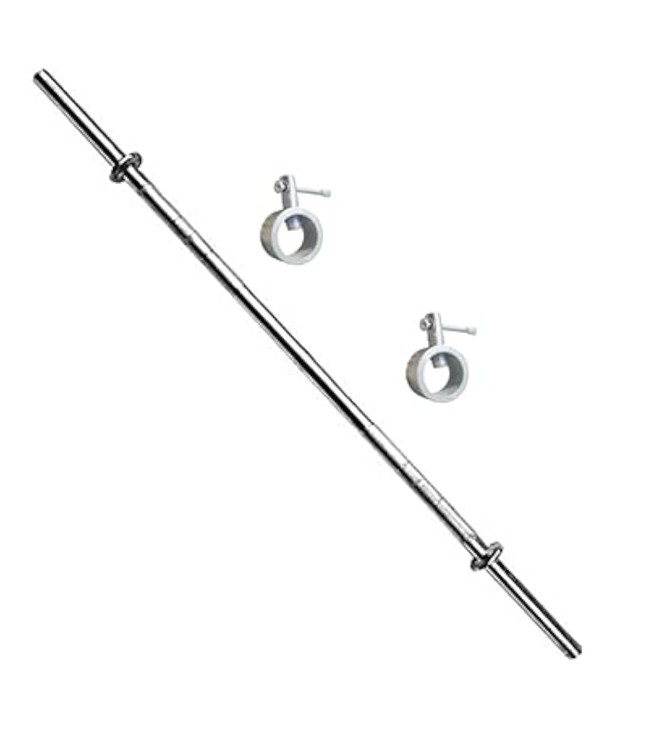 FratiiSingh Stainless Steel 'S Straight 5Ft Chromed Weight Lifting Rod With 2 Locks For Exercise, Fitness & Home Gym (19 Mm Thick)