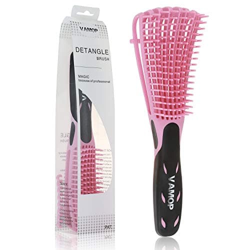 VAMOP Detangling Brush for Curly Hair Brush for Afro America 3a to 4c Kinky Wavy, Curly, Coily Hair, Detangle Easily with Wet/Dry (Pink)