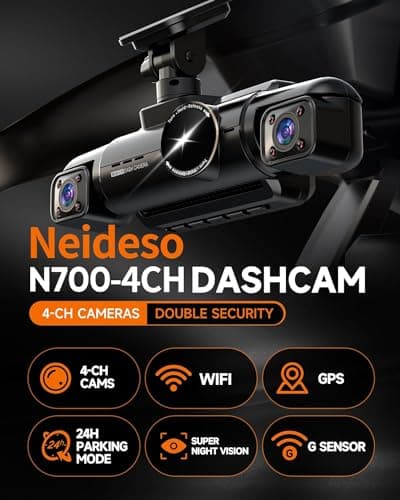 360° Dash Cam Front, Rear and Inside, 4 Channel 3K+3*1080P, 5GHz Wi-Fi GPS, Voice Control, 4K+1080P*2 Dash Camera for Cars, CPL Filter, Free 64GB SD Card, Night Vision, 24H Parking Mode(N700)