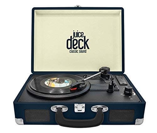 Juice Deck Suitcase Vinyl Record Player with Built-in Speakers, USB & SD Card Functions