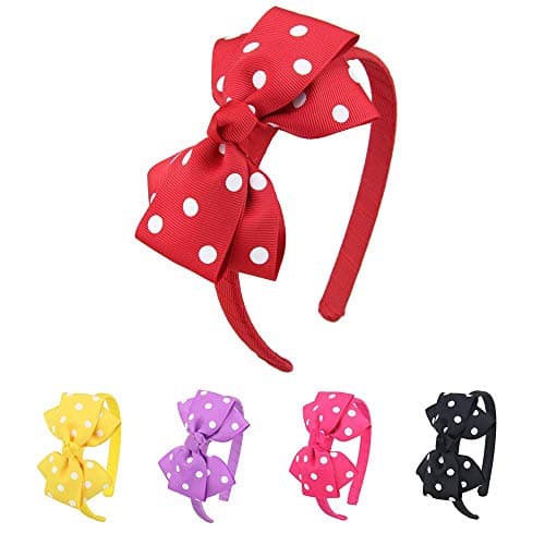 7Rainbows Fashion Headbands with Curled Korker Bows For Toddlers Girls (Lt. Pink)