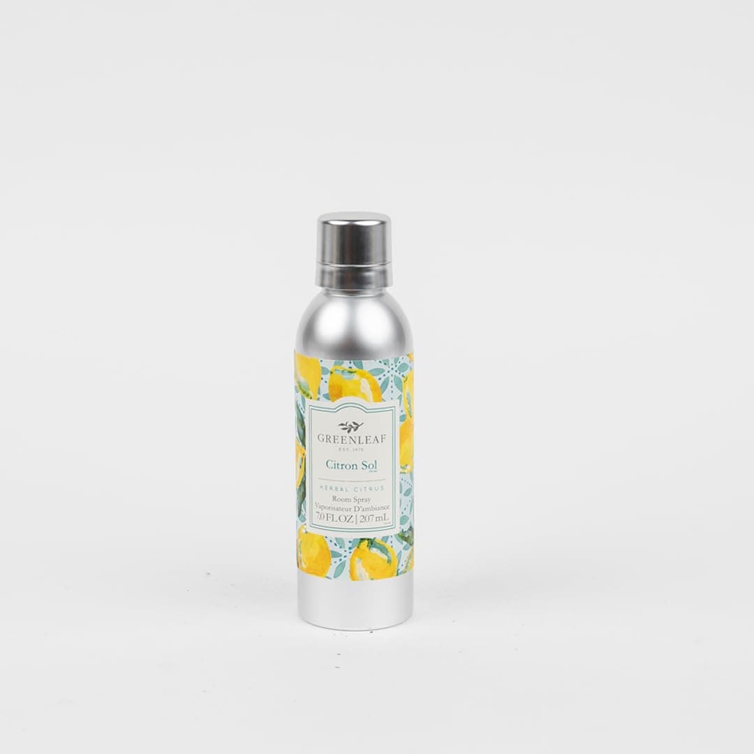 Greenleaf Gifts Citron Sol Scented Room Air Freshener Spray | Non-Aerosol 7 oz Spray | Lemon Scented Air Freshener for Home | Home Fragrance for Bedroom & Bathroom, clear