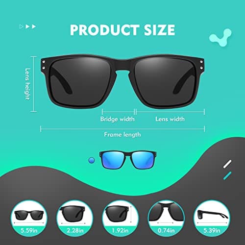 Polarized Sunglasses for Men Women Sports Sun Glasses Classic Rectangular Shades UV400 Protection for Men Women Sports Outdoor Driving Fishing Sunglasses