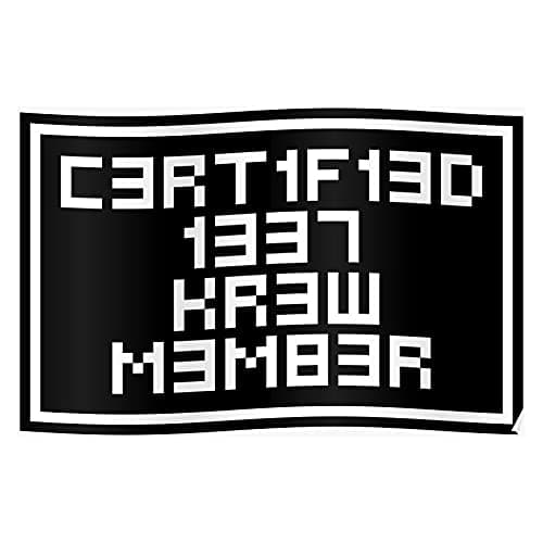 L33T Certified Go Leet Member Meme Cr3W 1337 Crew Counter Kr3W Cs Strike Unique Design for Home Decoration