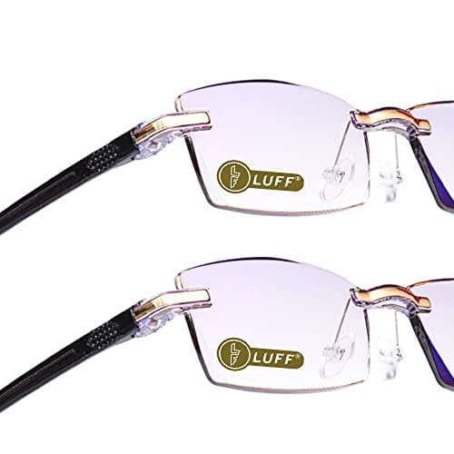 LUFF Reading Glasses Hd Anti-Blue Diamond Cut Edge Frameless Reading Glasses for mens