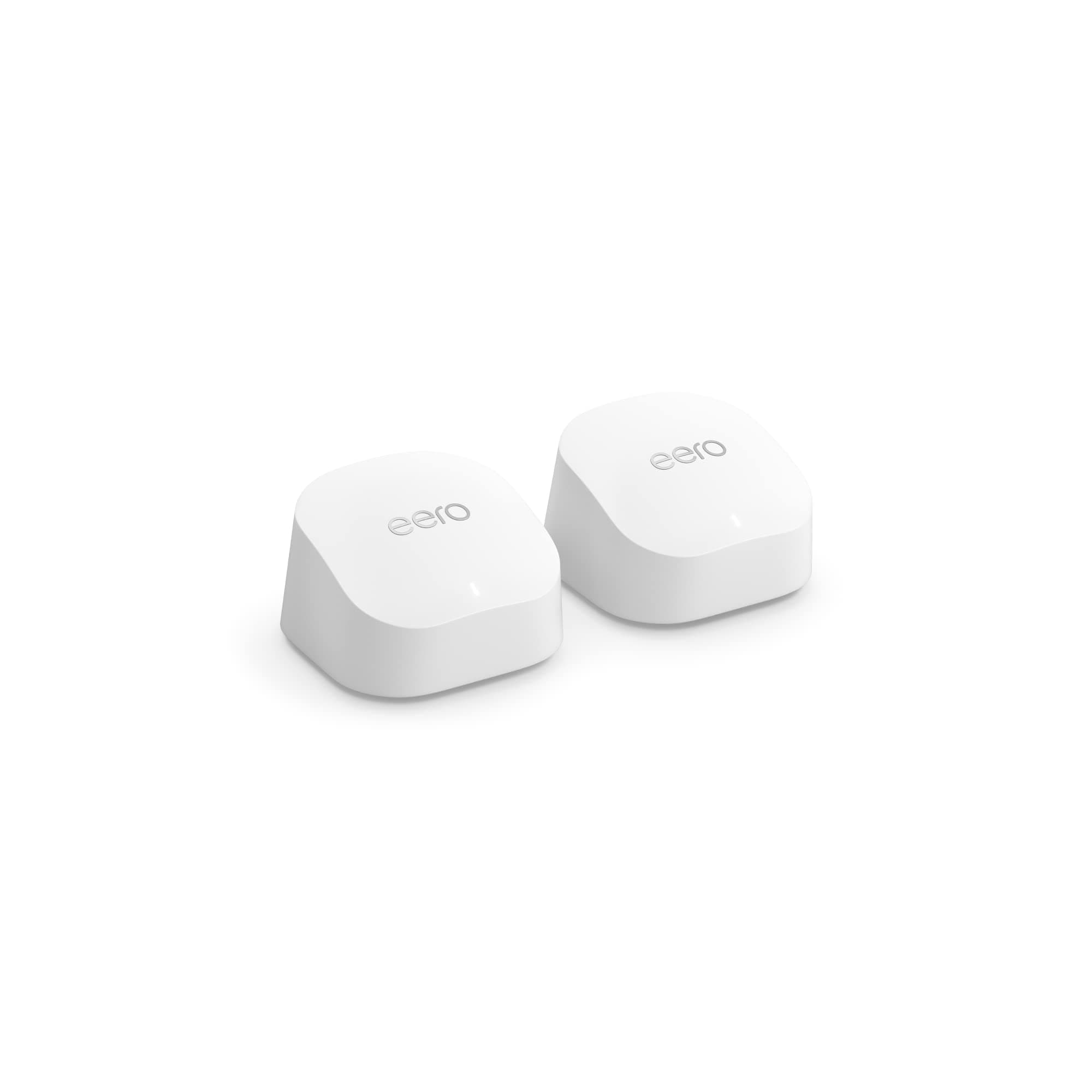 Amazon eero 6+ mesh wifi system - Supports internet plans up to a Gigabit, Coverage up to 3,000 sq. ft., Connect 75+ devices, 2-pack