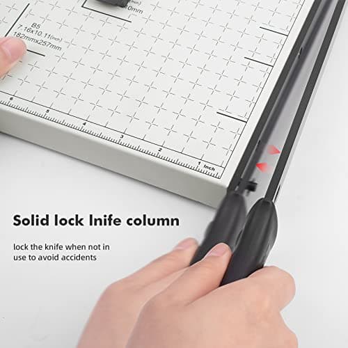 A4 Paper Cutter Stack Paper Trimmer Guillotine Heavy Duty Metal Base 12” Cutting Length with Safety Blade Lock ZEQUAN, 10-Sheet Capacity, Guillotine Paper Slicer Cutter for Office Home School