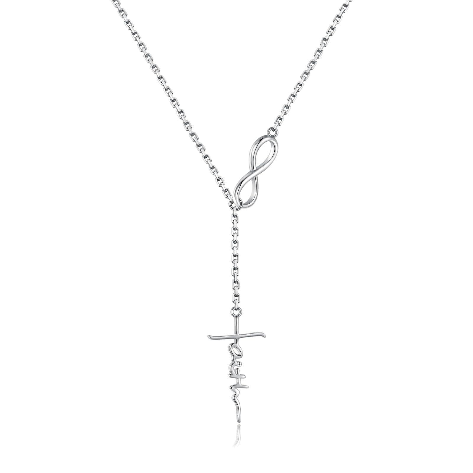 925 Sterling Silver Faith Hope Love Infinity Cross Pendant Necklace for Women Christian Birthday Christmas Jewelry