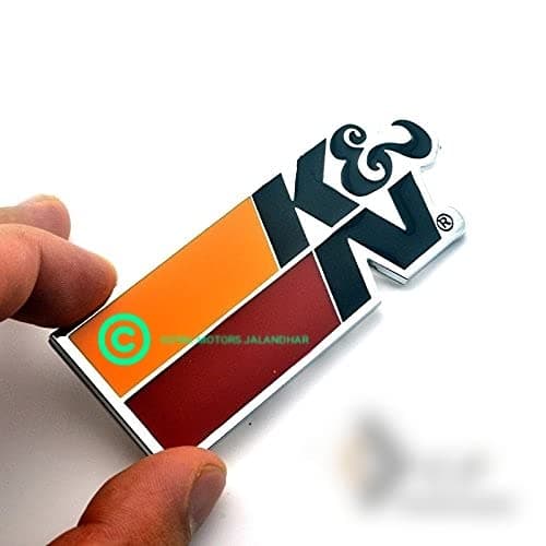 3D K&N Logo Stickers for Car | Metal Sticker, Orange Color, Universal | Car Exterior Accessories